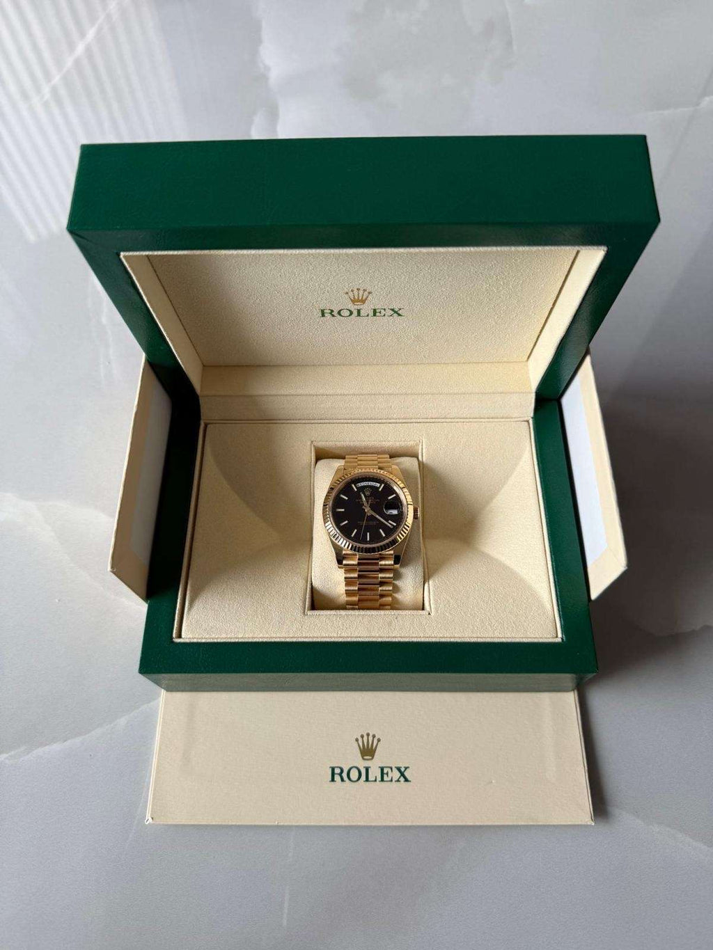 Rolex Oyster Perpetual Day-Date 40 – Black Dial with Roman Numerals