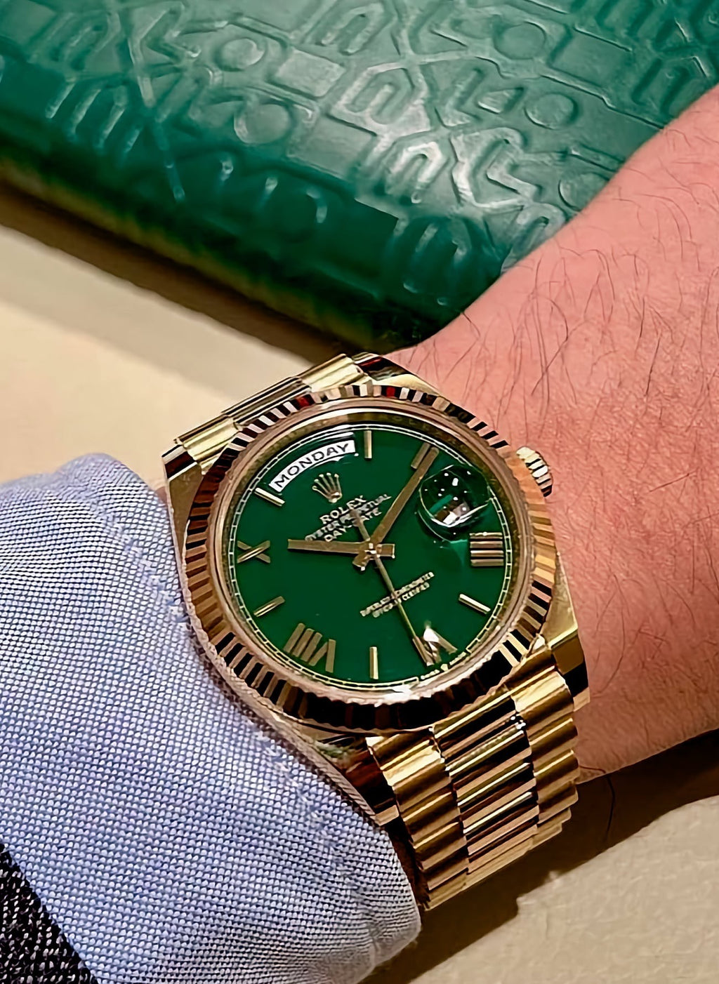 Rolex Oyster Perpetual Day-Date 40 Green Lacquer Dial