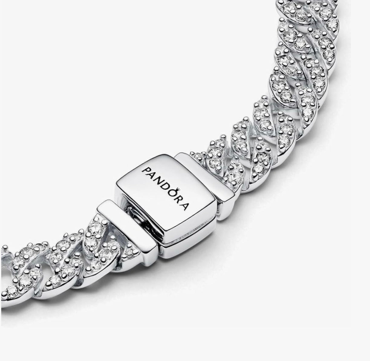 Diamond bracelet for valentine “PANDORA Timeless Pavé Cuban Chain Bracelet - Sterling Silver Bracelet with Cubic Zirconia - Jewelry for Women - Includes Gift Box”