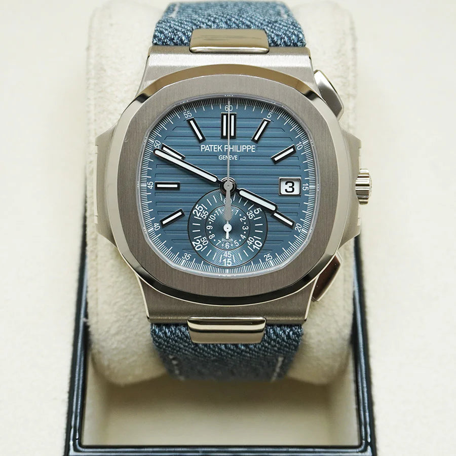 Patek Philippe Nautilus Chronograph – White Gold “Denim” Strap