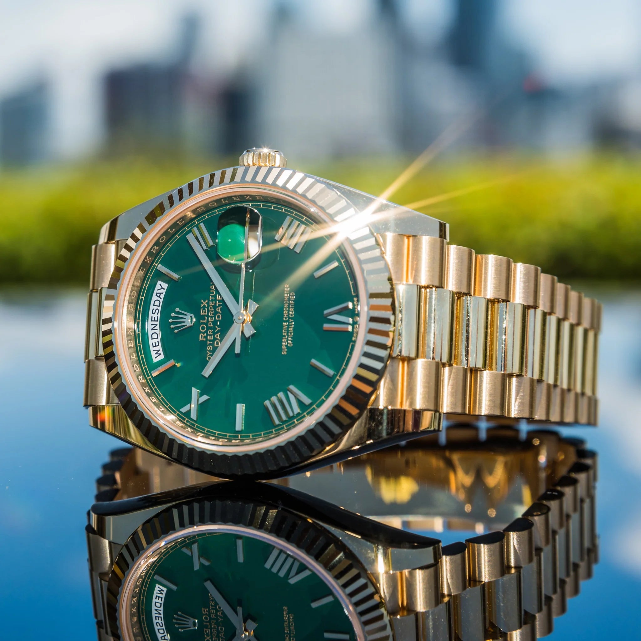 Rolex Oyster Perpetual Day-Date 40 Green Lacquer Dial
