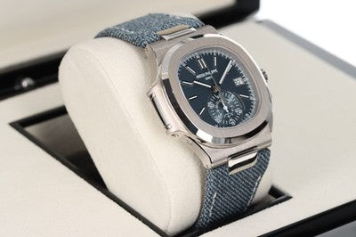 Patek Philippe Nautilus Chronograph – White Gold “Denim” Strap