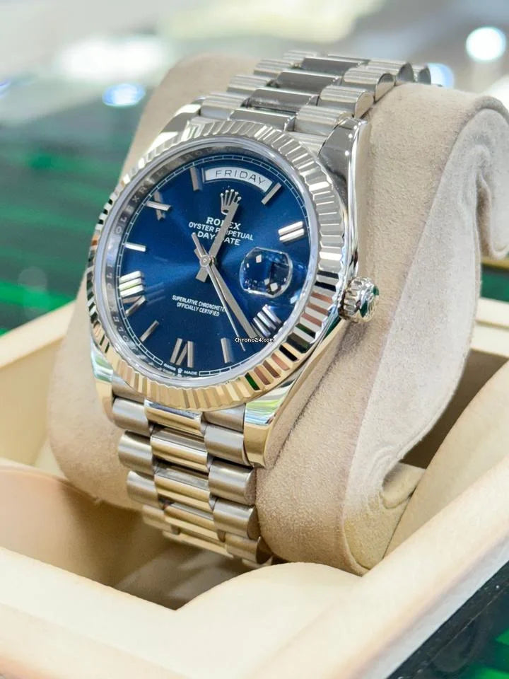 Rolex Oyster Perpetual Day-Date 40 – Blue Dial with Roman Numerals