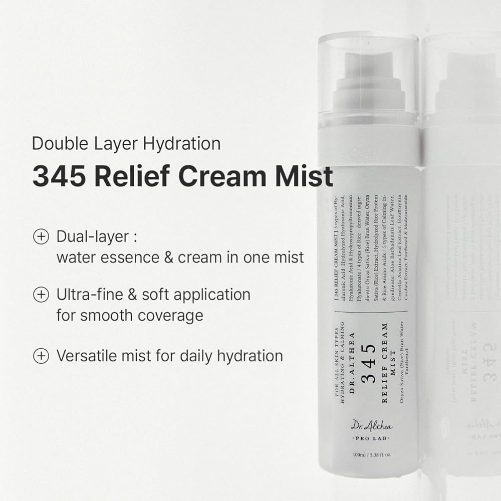 Dr.Althea 345 Relief Cream & Mist Duo | Soothing Recovery & Moisture for Sensitive Skin | Korean Vegan Skin Care Set for All Skin Types