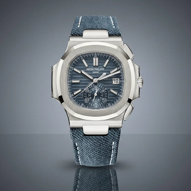 Patek Philippe Nautilus Chronograph – White Gold “Denim” Strap
