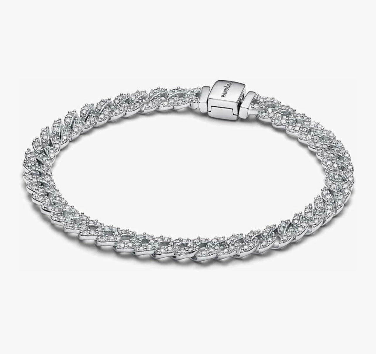 Diamond bracelet for valentine “PANDORA Timeless Pavé Cuban Chain Bracelet - Sterling Silver Bracelet with Cubic Zirconia - Jewelry for Women - Includes Gift Box”