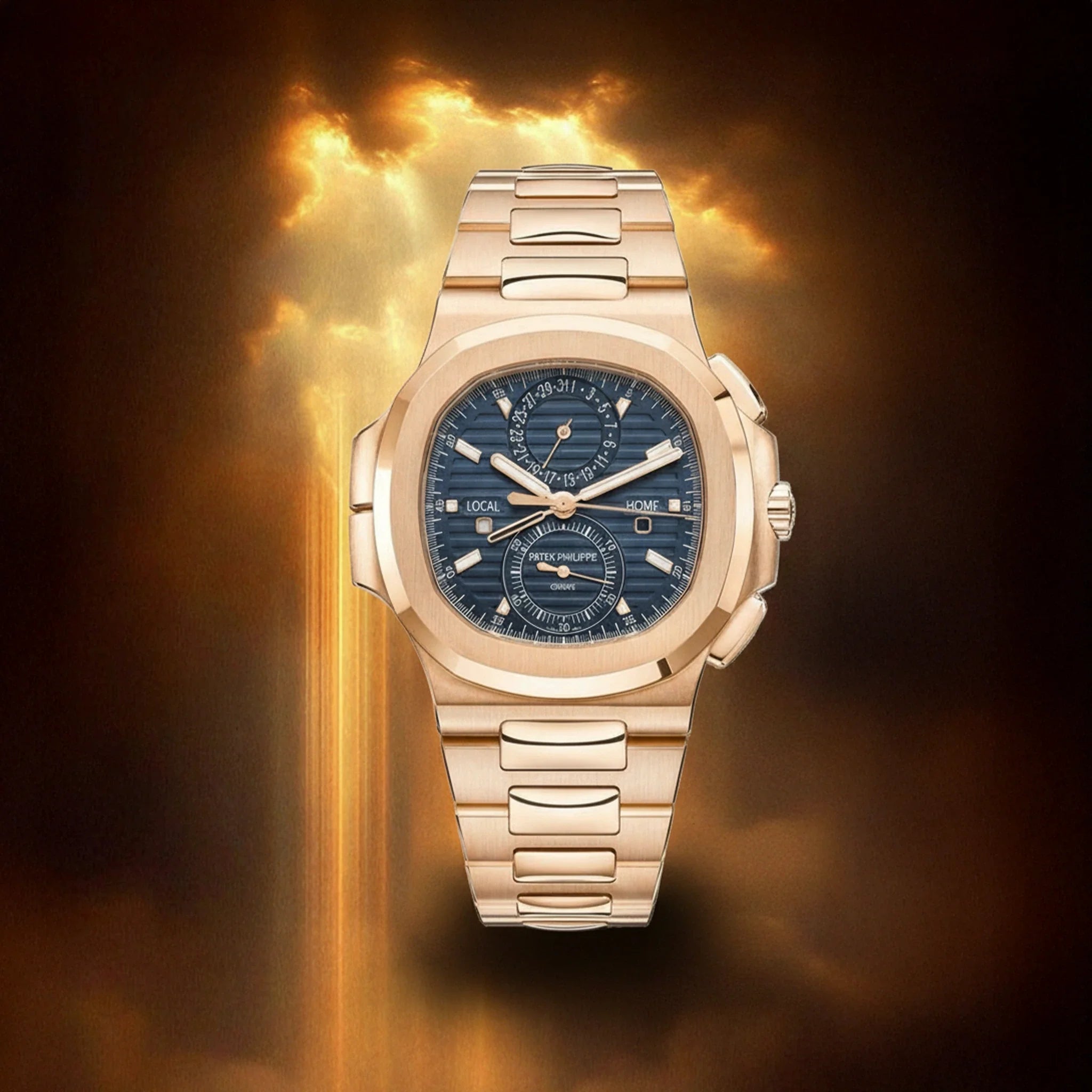 Luxirl Nautilus Travel Time Chronograph – Full Rose Gold