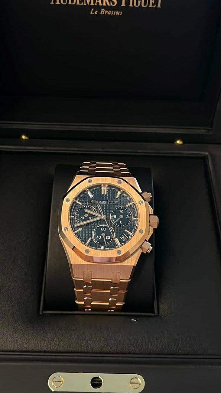 Audemars Piguet Royal Oak Chronograph – Full Rose Gold Blue Dial