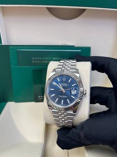 Rolex Datejust 41 – Blue Dial – Stainless Steel – Jubilee Bracelet – Fluted Bezel