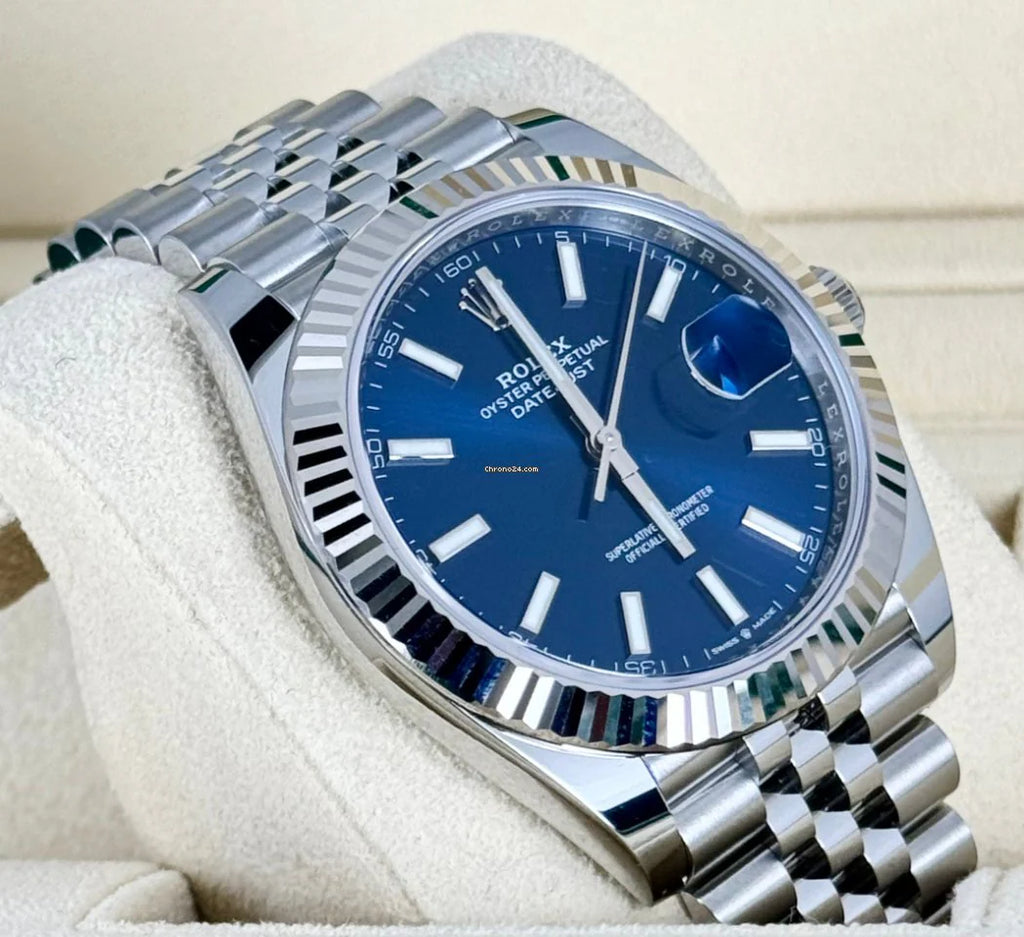Rolex Datejust 41 – Blue Dial – Stainless Steel – Jubilee Bracelet – Fluted Bezel