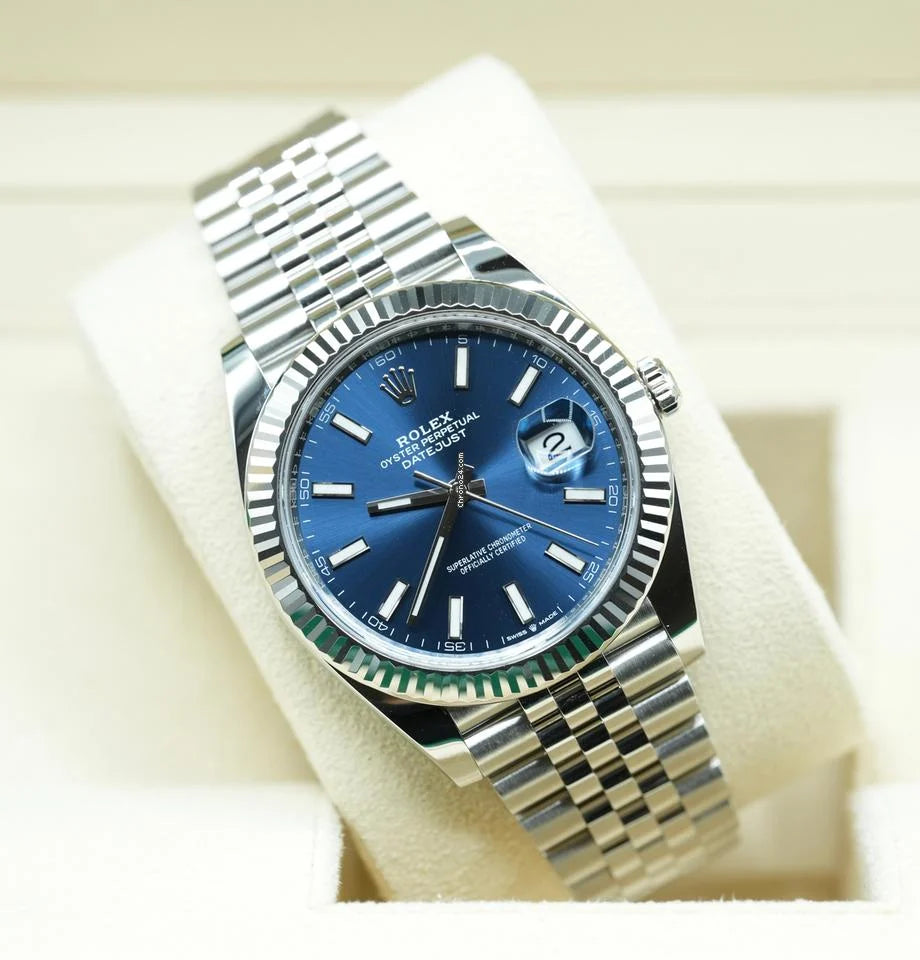 Rolex Datejust 41 – Blue Dial – Stainless Steel – Jubilee Bracelet – Fluted Bezel