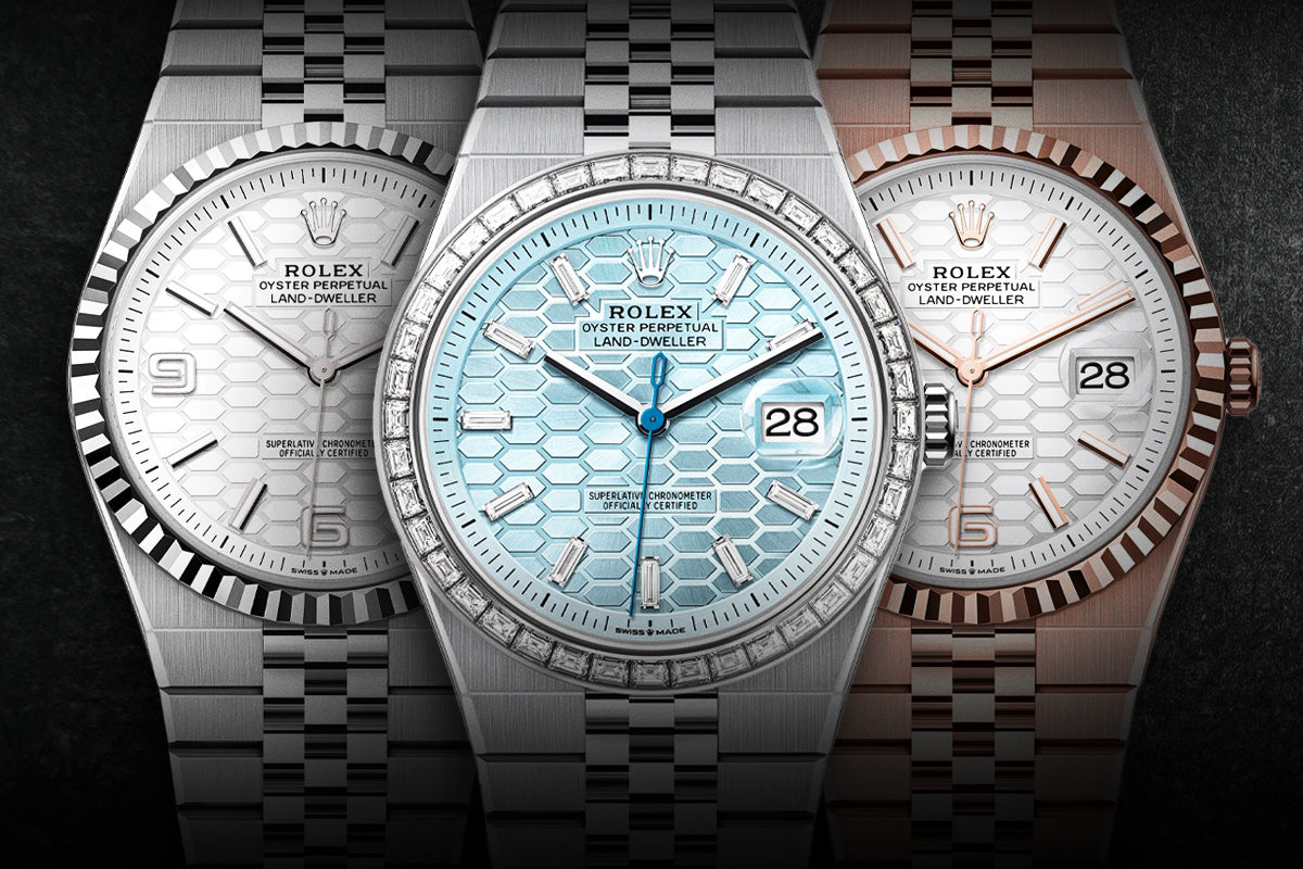 Oyster Perpetual Land-Dweller – Ice Blue Honeycomb Dial – Fluted Bezel