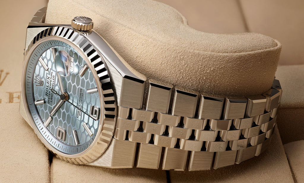 Oyster Perpetual Land-Dweller – Ice Blue Honeycomb Dial – Fluted Bezel